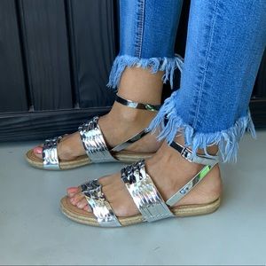 Metallic Fisherman Woven Espadrille HuaracheSandal